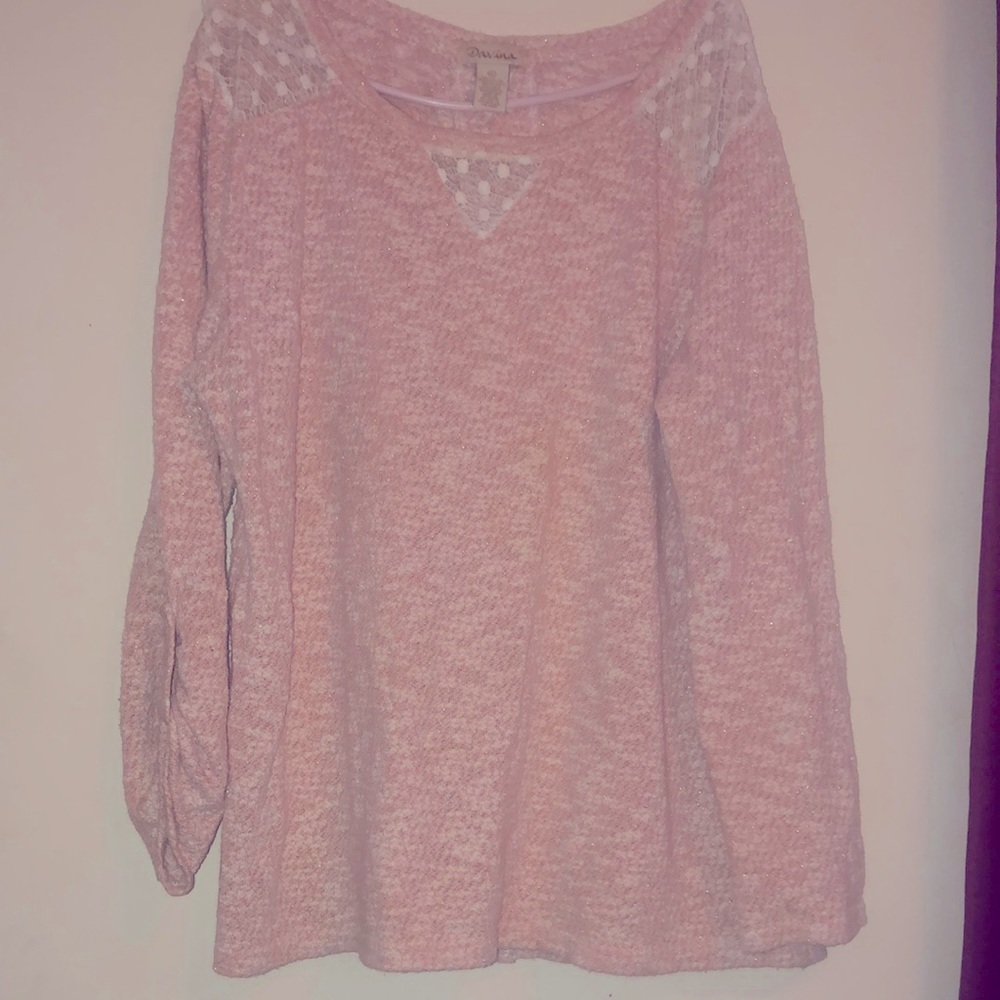 Sweater pink and white used XL good condition